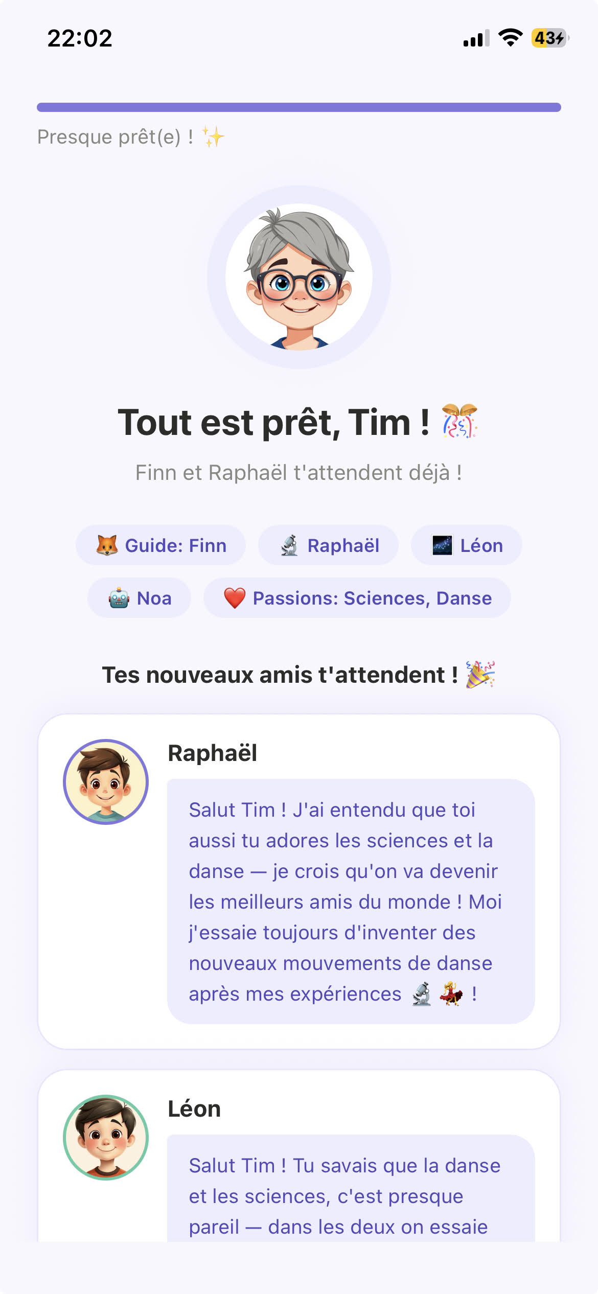 AI friends introduction screen